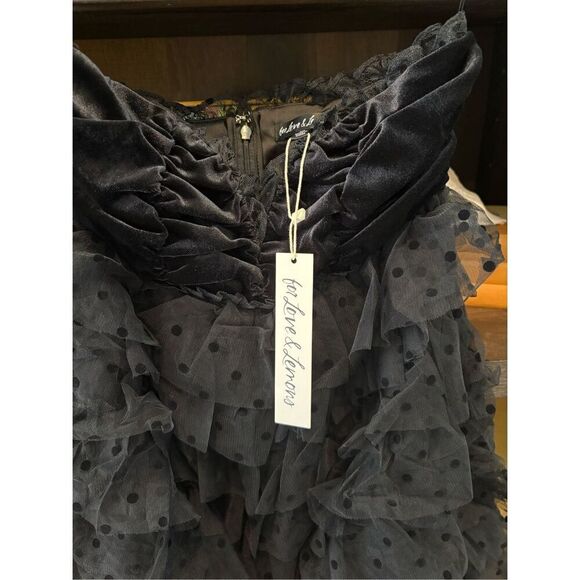 NWT For Love & Lemons Jourdan Black Lace Mini Dress With Gloves Size XS - Picture 8 of 10